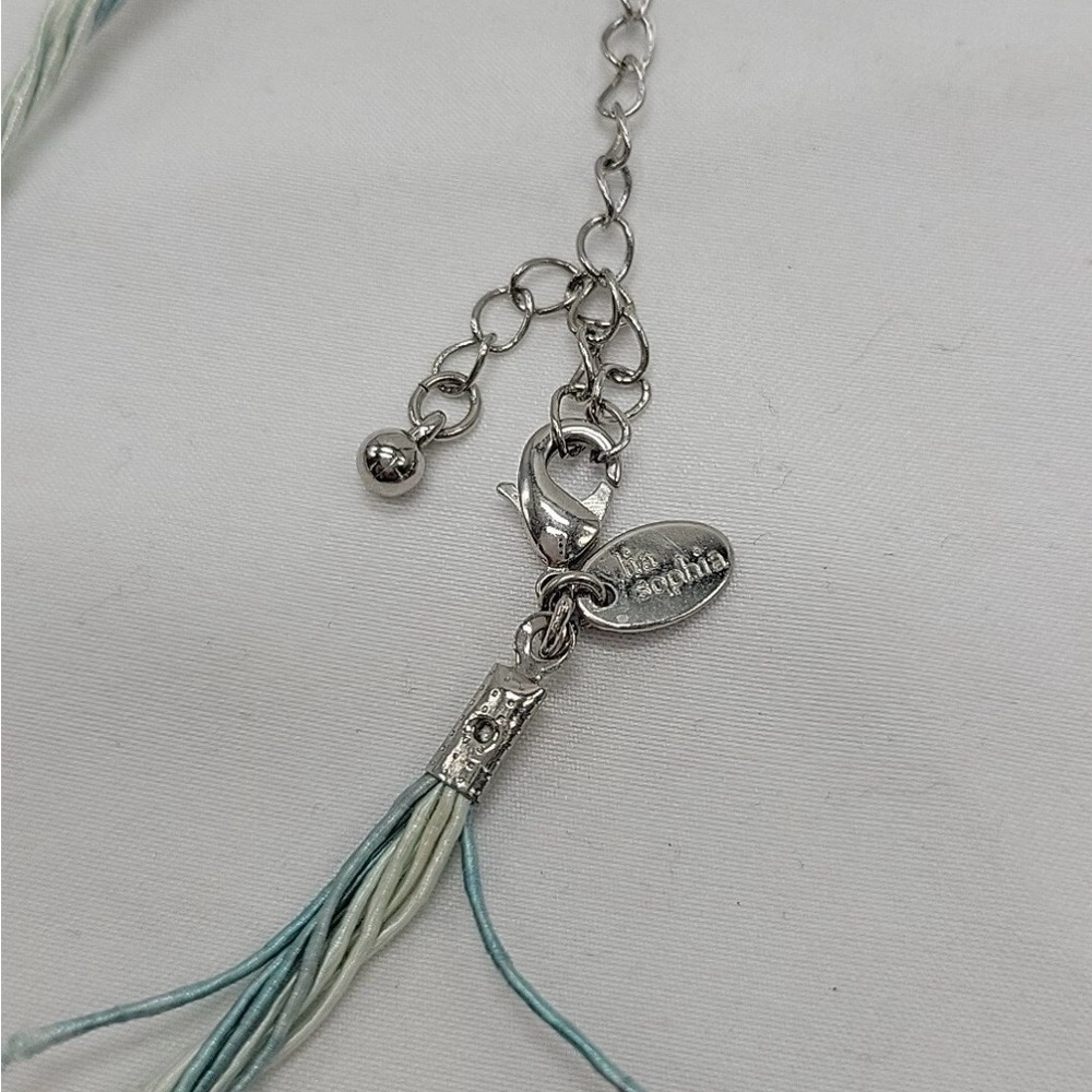 Retired LIA SOPHIA Versailles Multiple Strand Necklace With Round Green Pendant - Picture 5 of 8